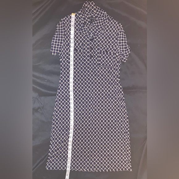 EN FOCUS STUDIO Women’s Dress Dark Blue Tan Patterned. Size 4 - Picture 9 of 12